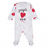 Памучен гащеризон PAPA LOVE ME за бебе, бял Chicco 258237 
