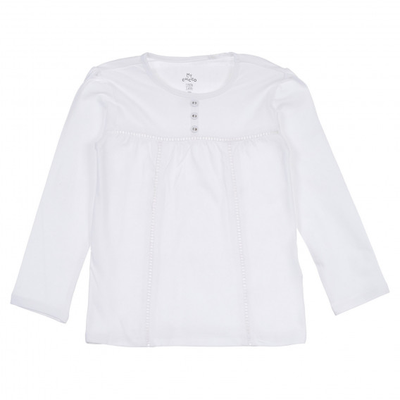 Памучен комплект от блуза и панталон в бяло и синьо Chicco 258384 2