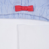 Памучен комплект от блуза и панталон в бяло и синьо Chicco 258387 4