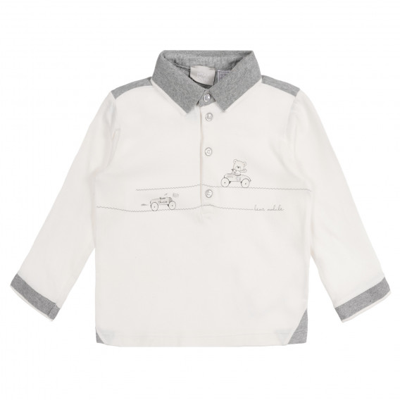 Памучен комплект блуза и панталон за бебе в бяло и сиво Chicco 258594 2