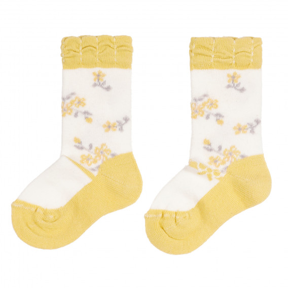 Чорапи с жълти акценти за бебе, бели Chicco 258716 