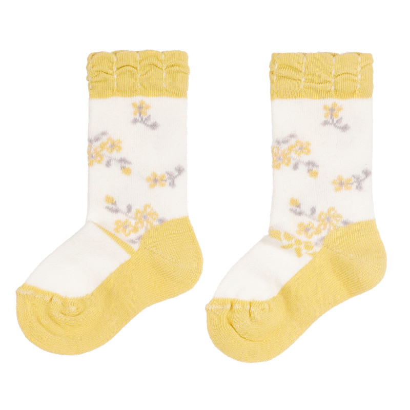 Чорапи с жълти акценти за бебе, бели  258716