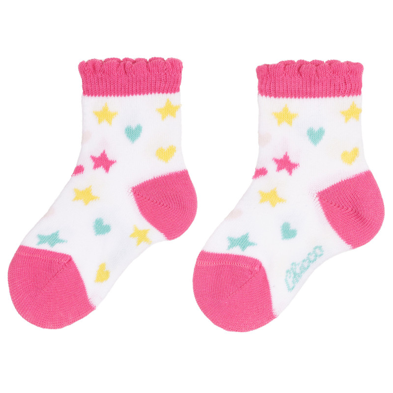 Чорапи с цветни звезди за бебе, бели  258725