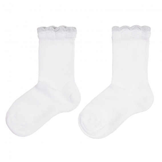 Чорапи с блестящи нишки за бебе, бели Chicco 258779 