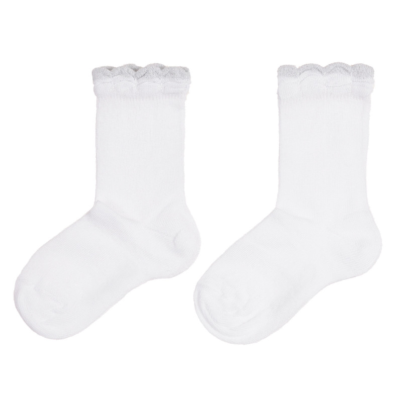 Чорапи с блестящи нишки за бебе, бели  258779