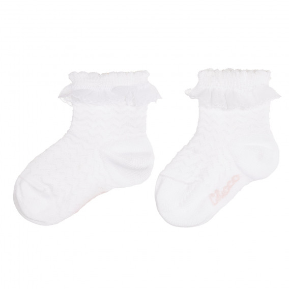 Чорапи с къдрички за бебе, бели Chicco 258842 