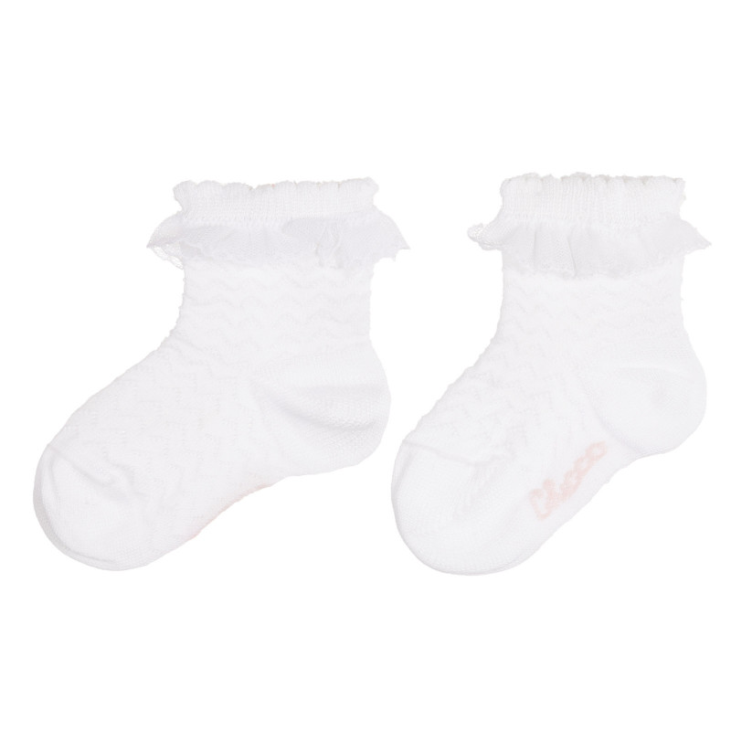 Чорапи с къдрички за бебе, бели  258842