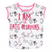 Памучна пижама " I AM THE CATS PIJAMAS " за бебе в бяло и розово Chicco 258955 2