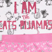 Памучна пижама " I AM THE CATS PIJAMAS " за бебе в бяло и розово Chicco 258956 3