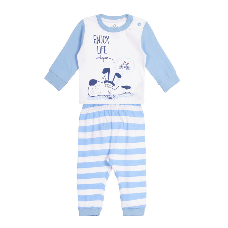 Памучна пижама ENJOY LIFE за бебе, синя  258966