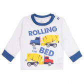 Памучна пижама ROLLING за бебе в бяло и синьо Chicco 258973 2
