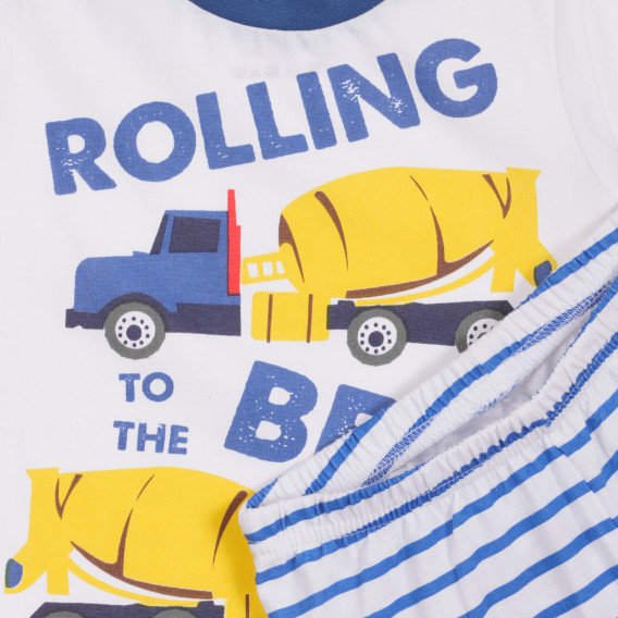 Памучна пижама ROLLING за бебе в бяло и синьо Chicco 258974 3
