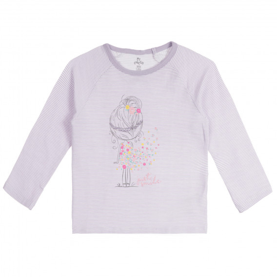 Памучна пижама с флорални мотиви в бяло и лилаво Chicco 259063 2