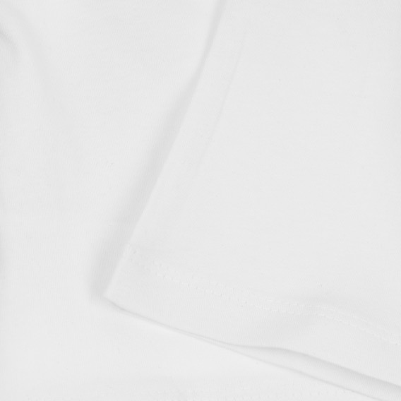 Памучна блуза с къс ръкав и надпис, бяла Acar 259370 3
