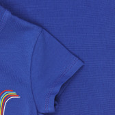 Памучна блуза с къс ръкав и надпис, синя Acar 259374 3