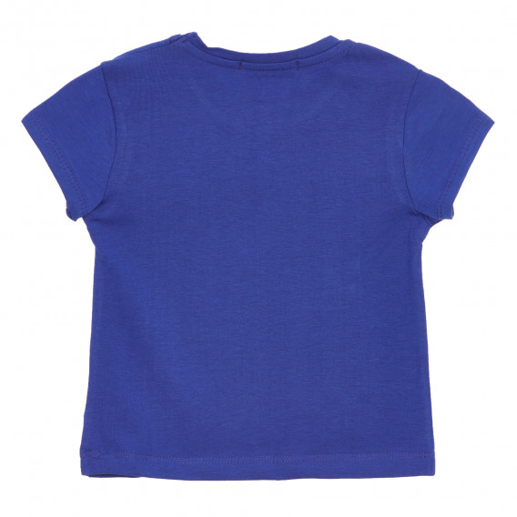 Памучна блуза с къс ръкав и надпис, синя Acar 259375 4