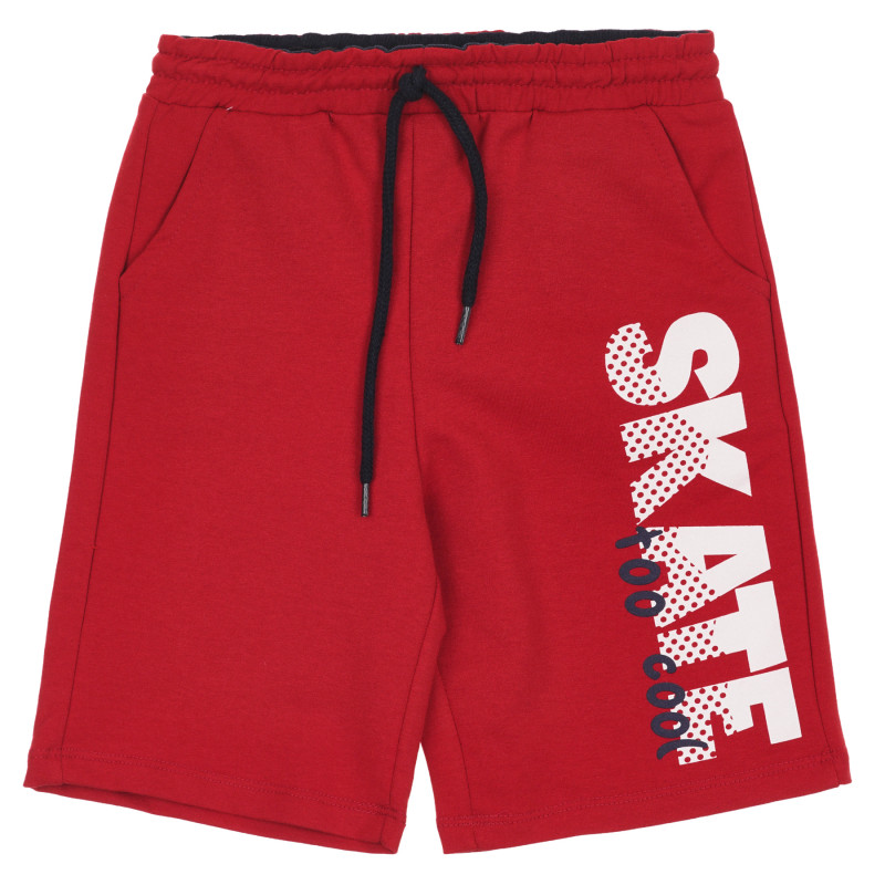 Памучни къси панталони с щампа Skate, червен  259376