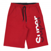 Памучни къси панталони с щампа Super, червен Acar 259404 