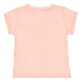 Памучна тениска с надпис, светло розова Acar 259523 4