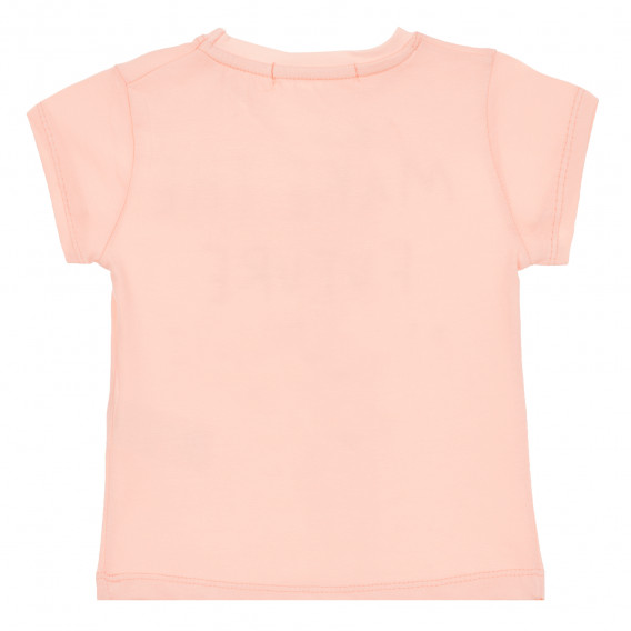 Памучна тениска с надпис, светло розова Acar 259523 4