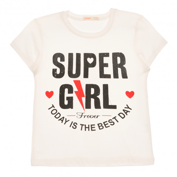 Памучна тениска Super girl, бяла Acar 259543 