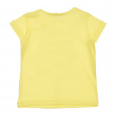 Памучна тениска с надпис, жълта Benetton 259907 4