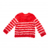 Пуловер за момиче на райе, червен Benetton 25992 2