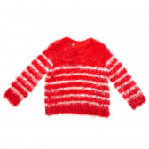 Пуловер в райе за момиче, червен Benetton 25999 