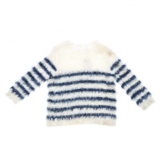 Плюшен пуловер за момиче на райе за момиче бял Benetton 26002 2