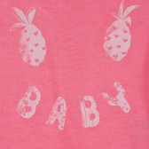 Памучна тениска с щампа за бебе, розов цвят Benetton 260132 2