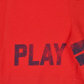 Памучен къс панталон с надпис Play, червен Benetton 260246 3