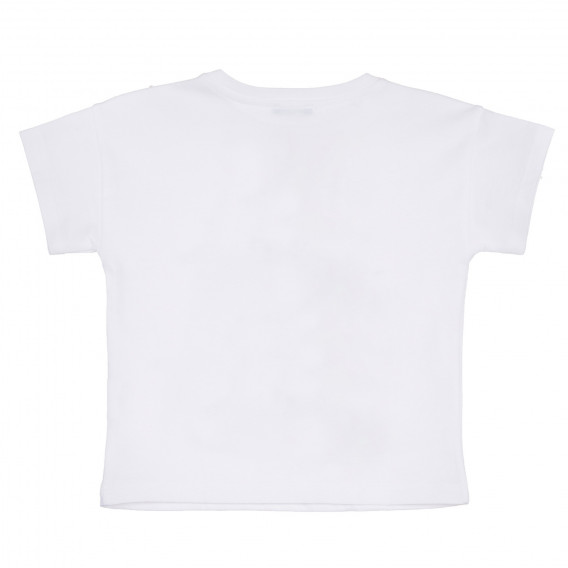 Памучна тениска с принт на котки, бяла Benetton 260556 4