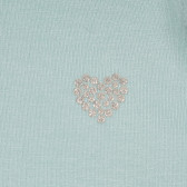 Тениска с апликация на сърце от камъчета, светлосиня Benetton 260558 2