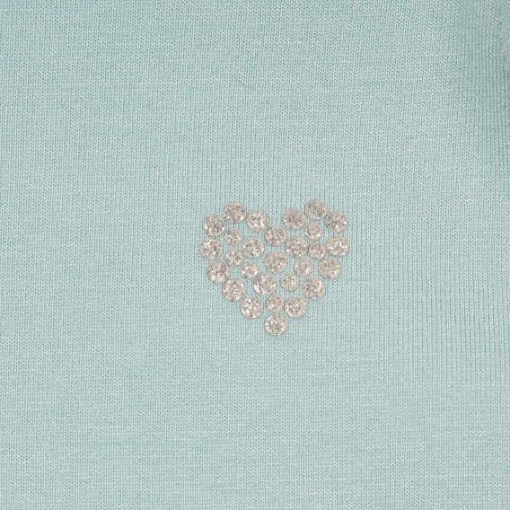 Тениска с апликация на сърце от камъчета, светлосиня Benetton 260558 2