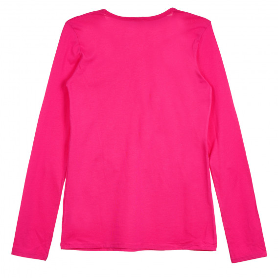 Памучна блуза с апликация от камъчета, розова Benetton 260608 4