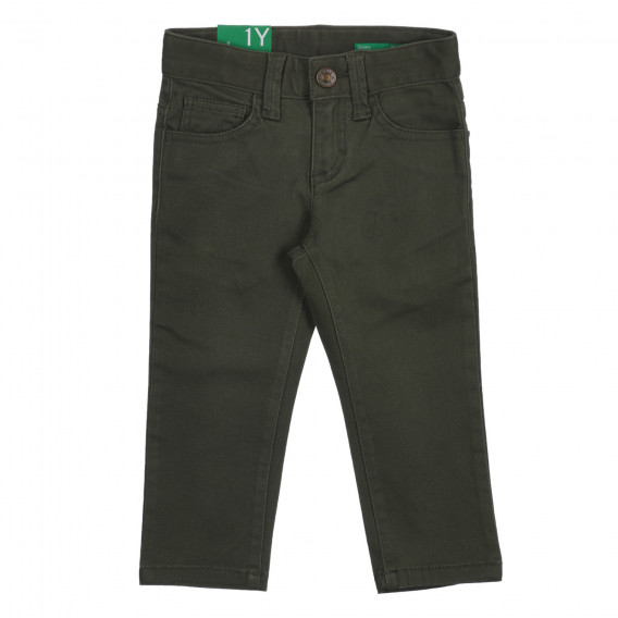Памучен панталон с логото на бранда за бебе, зелен Benetton 260732 