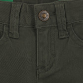 Памучен панталон с логото на бранда за бебе, зелен Benetton 260733 2