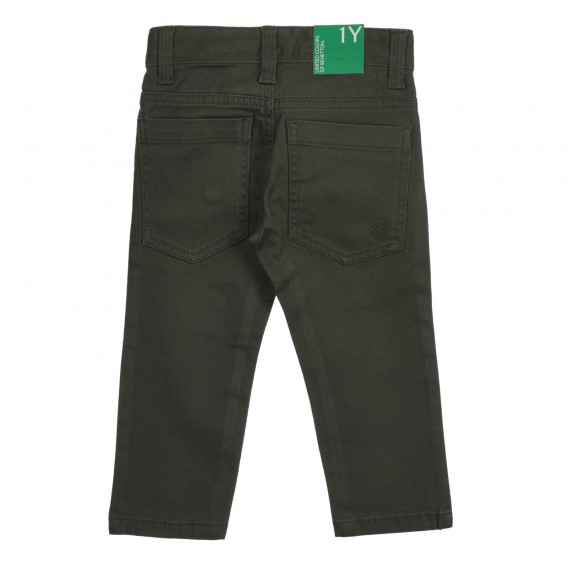 Памучен панталон с логото на бранда за бебе, зелен Benetton 260735 4