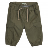 Памучен панталон за бебе, зелен Benetton 260740 
