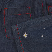 Памучен дънков панталон с апликация на цветя за бебе, син Benetton 260770 3