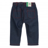 Памучен дънков панталон с апликация на цветя за бебе, син Benetton 260771 4