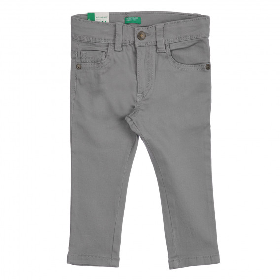 Памучен панталон с логото на бранда, сив Benetton 260788 