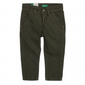 Памучен панталон за бебе, зелен Benetton 260823 