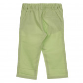 Памучен панталон със сини акценти за бебе, зелен Benetton 260851 3