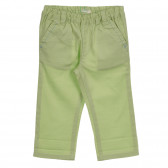 Памучен панталон със сини акценти за бебе, зелен Benetton 260852 