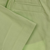 Памучен панталон със сини акценти за бебе, зелен Benetton 260853 2