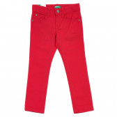 Памучен дънков панталон с логото на бранда, червен Benetton 260976 