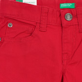 Памучен дънков панталон с логото на бранда, червен Benetton 260977 2