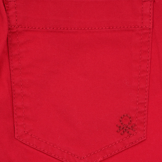 Памучен дънков панталон с логото на бранда, червен Benetton 260978 3