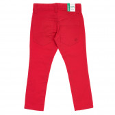Памучен дънков панталон с логото на бранда, червен Benetton 260979 4